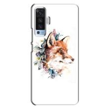 Чехлы с картинкой Лисички для Vivo X50 (VPrint) (Лисичка в цветочках)