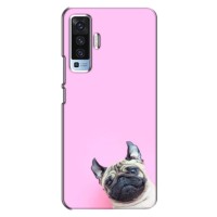 Бампер для Vivo X50 с картинкой "Песики" (Собака на розовом)
