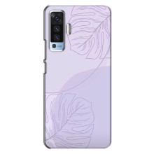 Чохол квітковий дизайн для Vivo X50 – Монстера фіолетова