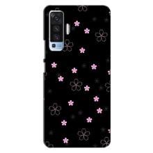 Чохол з розовим принтом для Vivo X50 – Рожеві квіти на чорному