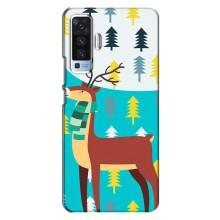 Силиконовый бампер с картинкой животных для Vivo X50 (Олень с шарфом)