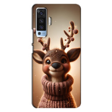 Яскравий чохол для Vivo X50 з Зимові Оленята – Олень в светрі