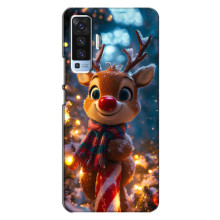 Яскравий чохол для Vivo X50 з Зимові Оленята – Олень з шарфом