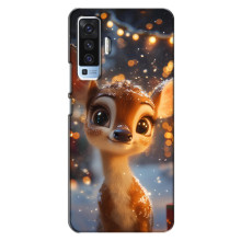 Яскравий чохол для Vivo X50 з Зимові Оленята – Оленятко серед герлянд