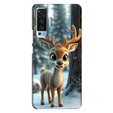 Яскравий чохол для Vivo X50 з Зимові Оленята – Оленятко в лісі