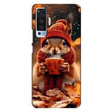 Печатный чехол «Зверята с кофе» для Vivo X50 – Белка с кофе