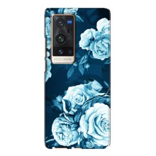 Чехлы (ART) Цветы на Vivo X60 Pro Plus (VPrint) (Голубые Бутоны)