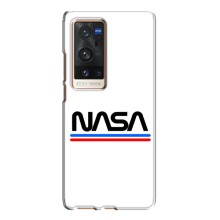 Силіконовый бампер з принтом "Наса" на Vivo X60 Pro Plus (NASA на білому тлі)