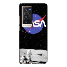 Силиконовый бампер с принтом "Наса" на Vivo X60 Pro Plus (Nasa на луне)