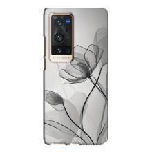 Чехол с цветочным принтом на Виво Х60 Про Плюс – Черные цветы