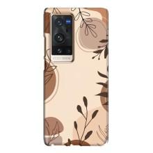 Чехол с цветочным принтом на Виво Х60 Про Плюс – Коричневые цветы