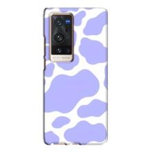 Чехол с принтом коровы на Виво Х60 Про Плюс – Фиолетовый принт