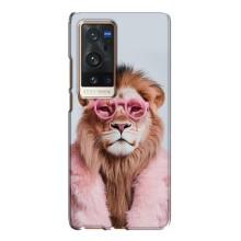 Чехол с принтом стильные животные для Виво Х60 Про Плюс – Лев в очках