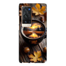 Чехол с уникальным дизайном «Осень с кофе» для Vivo X60 Pro Plus – Тёмный кофе