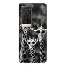 Силиконовый чехол с КАРТИНКАМИ лето для Vivo X60 Pro Plus (AlphaPrint) (Жирафы в очках)