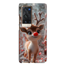 Яркий чехол для Vivo X60 Pro Plus с Зимними Оленятами