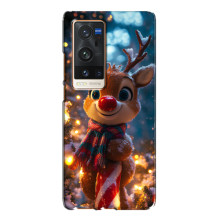 Яркий чехол для Vivo X60 Pro Plus с Зимними Оленятами – Олень в шарфе