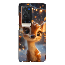 Яркий чехол для Vivo X60 Pro Plus с Зимними Оленятами – Оленёнок среди гирлянд