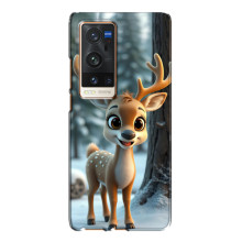 Яркий чехол для Vivo X60 Pro Plus с Зимними Оленятами – Оленёнок в лесу