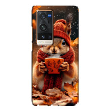 Друкований чохол 'Звірята з кавою' для Vivo X60 Pro Plus – Білка з кавою