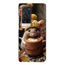 Друкований чохол 'Звірята з кавою' для Vivo X60 Pro Plus – Мишка з кавою