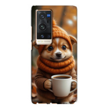 Друкований чохол 'Звірята з кавою' для Vivo X60 Pro Plus – Песик з кавою