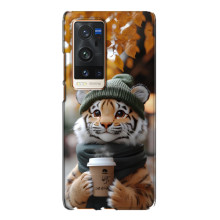Друкований чохол 'Звірята з кавою' для Vivo X60 Pro Plus – Тигр з кавою