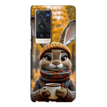 Друкований чохол 'Звірята з кавою' для Vivo X60 Pro Plus – Зайчик з кавою