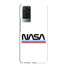 Силіконовый бампер з принтом "Наса" на Vivo X60 Pro (NASA на білому тлі)