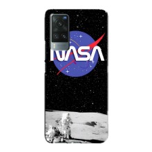 Силиконовый бампер с принтом "Наса" на Vivo X60 Pro (Nasa на луне)