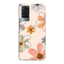 Чехол с цветочным принтом на Виво Х60 Про (Разноцветные цветы)