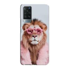Чехол с принтом стильные животные для Виво Х60 Про – Лев в очках