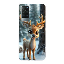 Яркий чехол для Vivo X60 Pro с Зимними Оленятами – Оленёнок в лесу