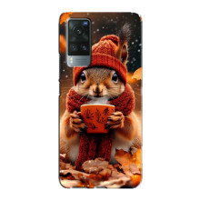 Друкований чохол 'Звірята з кавою' для Vivo X60 Pro – Білка з кавою