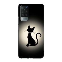 Чехол с принтом для Vivo X60 (AlphaPrint) Модные коты (Силуэт котика)