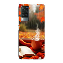 Чехол с уникальным дизайном «Осень с кофе» для Vivo X60 – Кофе и дождь