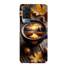 Чехол с уникальным дизайном «Осень с кофе» для Vivo X60 – Тёмный кофе