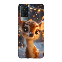 Яркий чехол для Vivo X60 с Зимними Оленятами – Оленёнок среди гирлянд