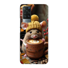 Друкований чохол 'Звірята з кавою' для Vivo X60 – Мишка з кавою