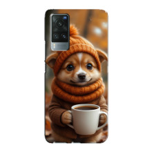 Друкований чохол 'Звірята з кавою' для Vivo X60 – Песик з кавою