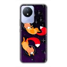 Чехлы с картинкой Лисички для Vivo Y02 (VPrint) (Лисички космонавты)
