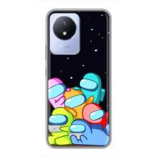 Чехол Амонг Ас для Vivo Y02 (AlphaPrint) (Скины в космосе)