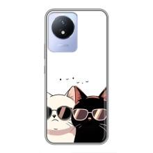 Чехол с рисунком кот на Vivo Y02 – Коты в очках