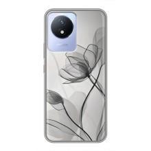 Чехол с цветочным принтом на Виво У02 – Черные цветы