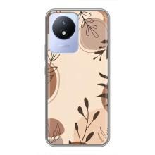 Чехол с цветочным принтом на Виво У02 – Коричневые цветы