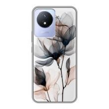 Чехол с цветочным принтом на Виво У02 – Цветы на белом