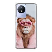 Чохол з принтом стильні тварини для ViVO Y02
				украинскими буквами и цифрами: ВіВО У02 (Лев в окулярах)