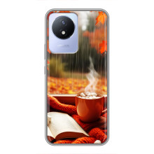 Чехол с уникальным дизайном «Осень с кофе» для Vivo Y02 – Кофе и дождь
