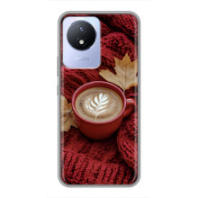 Чехол с уникальным дизайном «Осень с кофе» для Vivo Y02 – Кофе на пледе