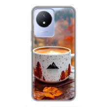Чехол с уникальным дизайном «Осень с кофе» для Vivo Y02 – Кофе на природе